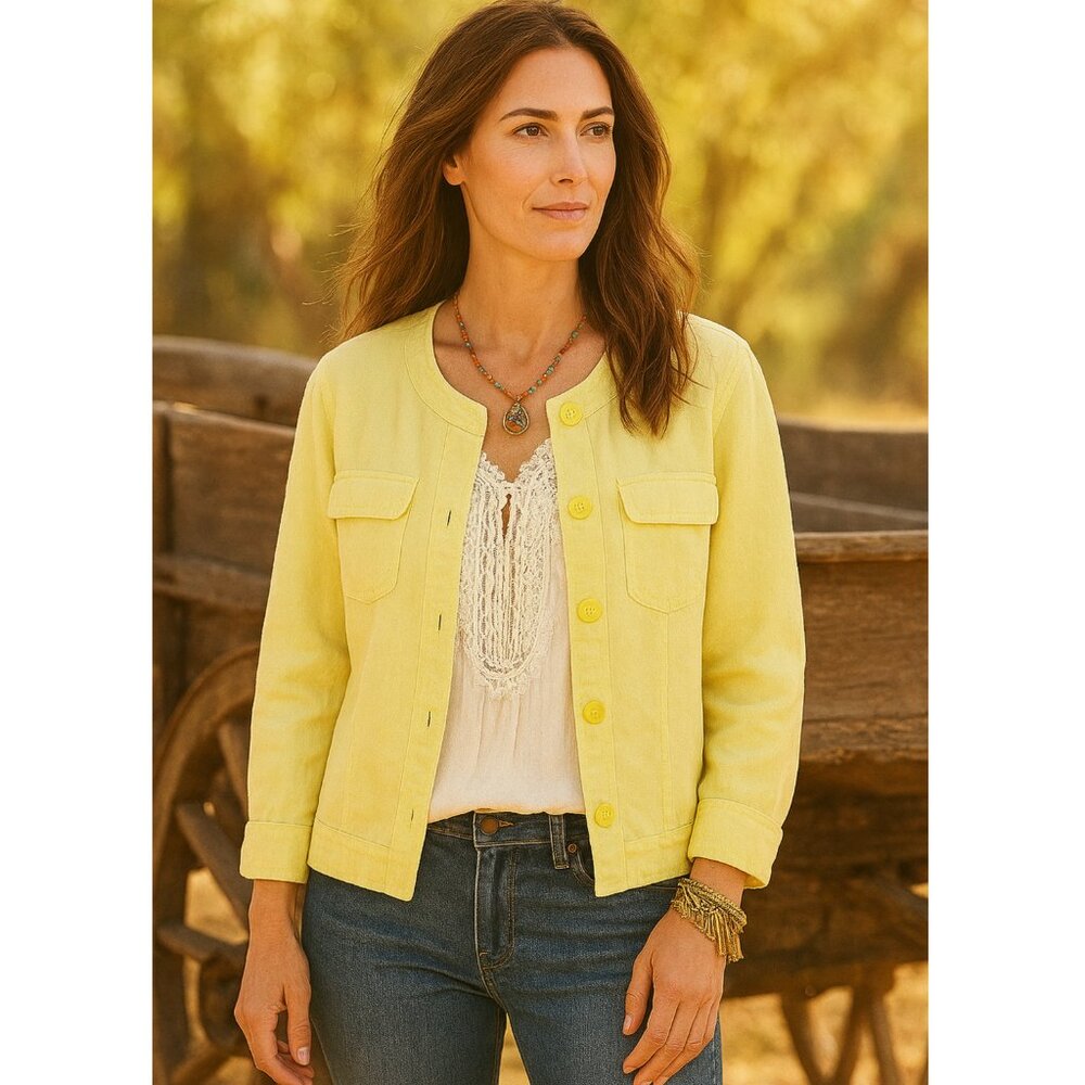 Pendleton Linen Blend Lightweight Jacket Lemon Ye… - image 1